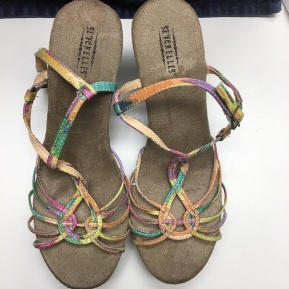 Seychelles "Cayman" Multi-Color Wedge Cork Sandals